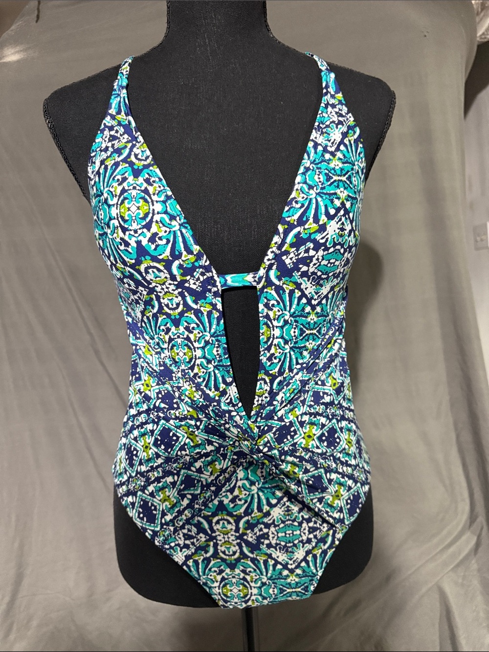 La Blanca Teal, Navy & Lime Patterned One-Piece Swimsuit